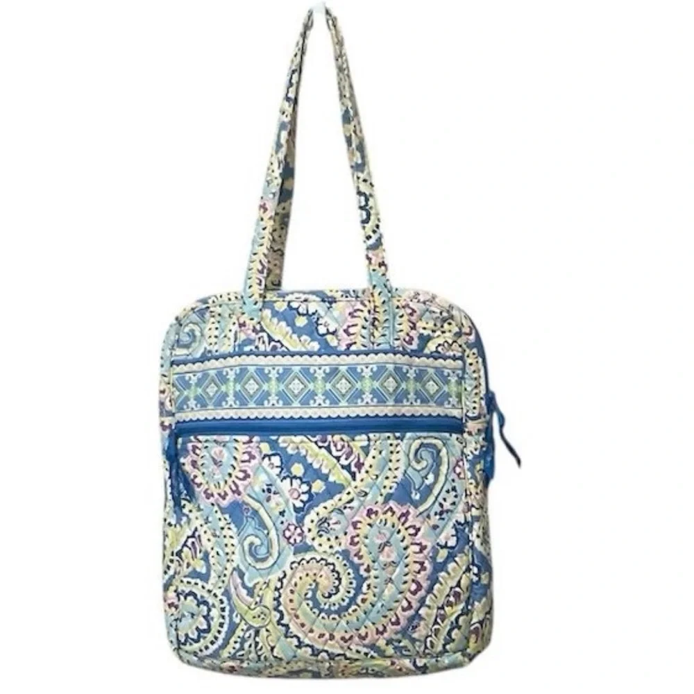 Vera Bradley Retired Capri Blue Large Quilted Paisley Shoulder Tote Bag - Picture 2 of 12